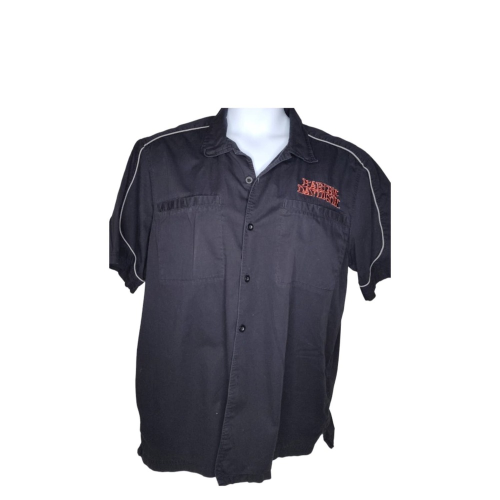 Harley Davidson button up shirt.